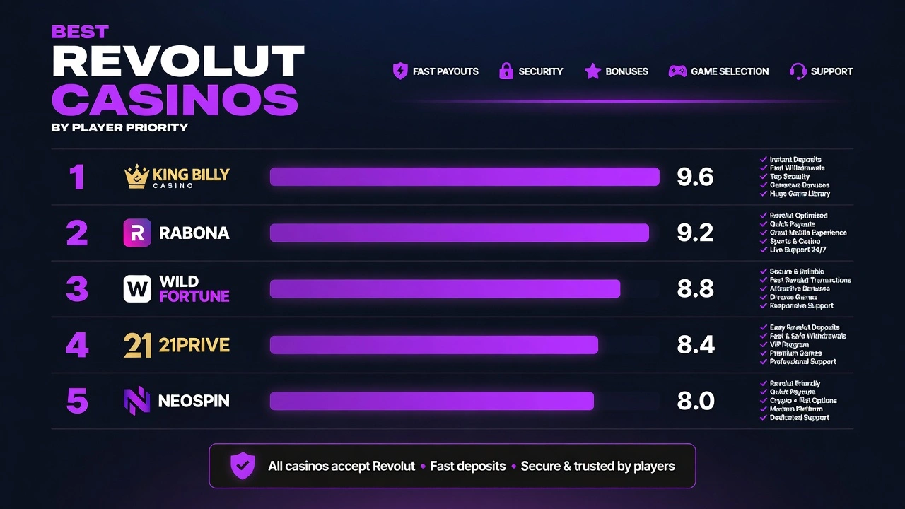 Best Revolut Casinos by Player Priority